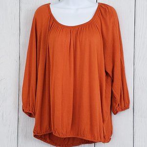 MICHAEL KORS XL Orange Flounce Top Blouse Shirt